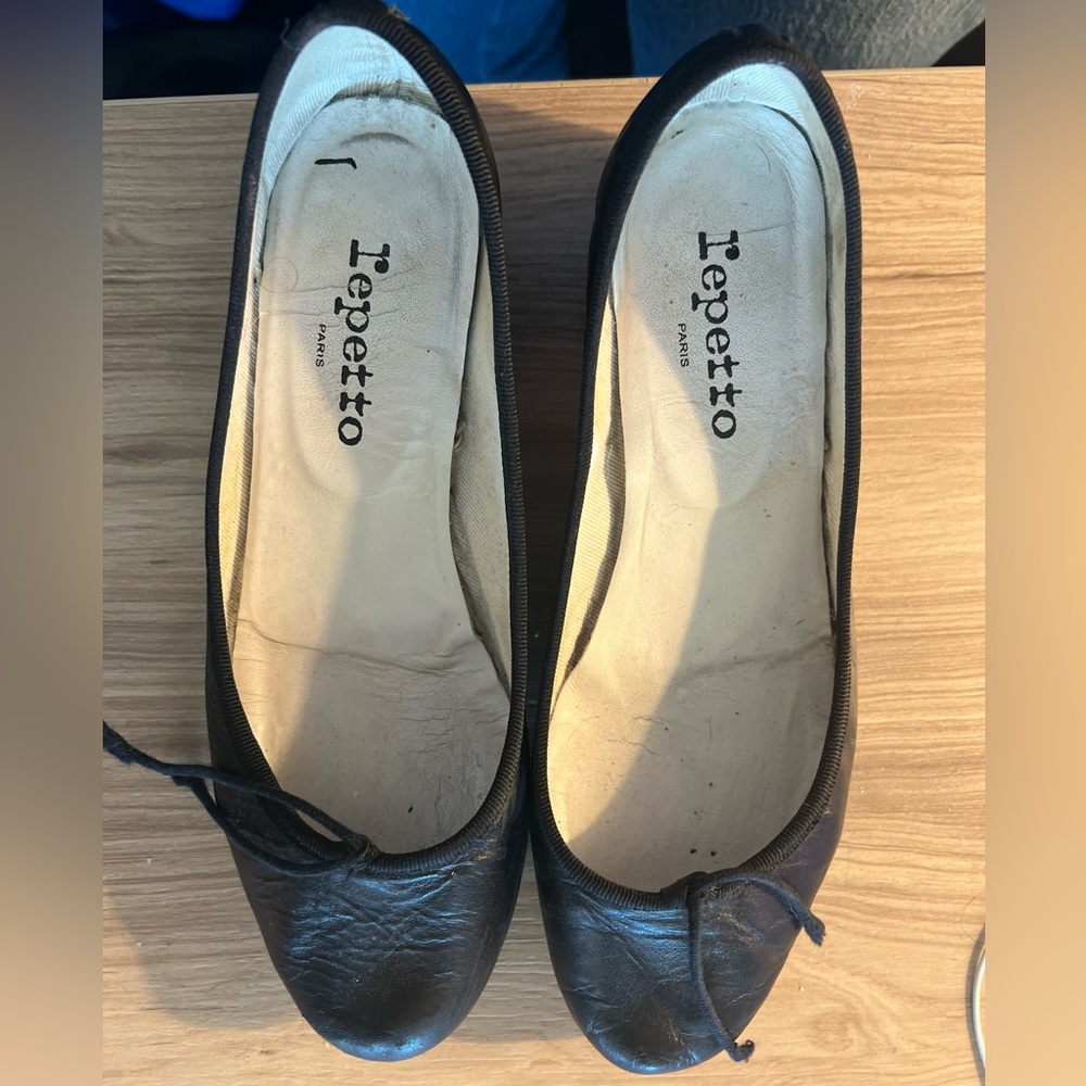 Black Repetto Camille Ballerina Kitten Heels, Sz 39